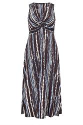 EVANS Curve Brown Abstract Print Knot Front Maxi Dress