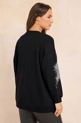 EVANS Plus Size Black & Silver Sequin Embellished Sweatshirt | Evans 2