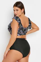 YOURS Plus Size Black Ruched Super High Waisted Tummy Control Bikini Briefs | Yours Clothing 6