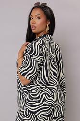 YOURS Plus Size Black Zebra Print Short Sleeve Shirt | Yours Clothing 4