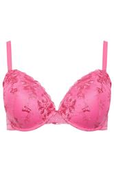 YOURSET 2 PACK Plus Size Black & Pink Floral Lace Embroidered Padded Bras | Yours Clothing 8