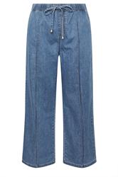 YOURS Plus Size Mid Blue Seam Front Wide Leg Jeans | Yours Clothing 5