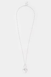 Silver Tone Diamante Chain Heart Necklace | Yours Clothing 3