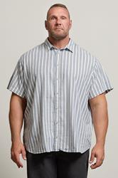JACK & JONES Big & Tall White & Ensign Blue Striped Oxford Shirt | BadRhino 3