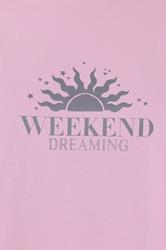 YOURS Plus Size Pink & Grey 'Weekend Dreaming' Pyjama Set | Yours Clothing 4