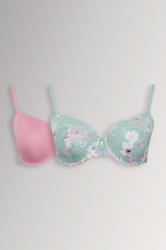 YOURSET 2 PACK Plus Size Green Floral Print T-Shirt Bras | Yours Clothing 3