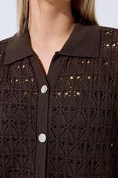 LIMITED COLLECTION Plus Size Chocolate Brown Crochet Shirt | Yours Clothing 5