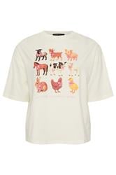 LIMITED COLLECTION Curve White Farm Animals Graphic Oversized T-Shirt