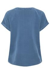 M&Co Denim Blue Button Front Blouse | M&Co 6