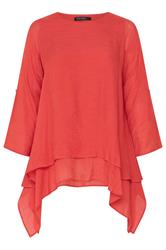 EVANS Curve Orange Double Layer Blouse