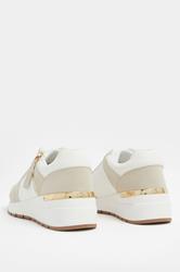 White Quilted Wedge Trainer In Wide E Fit | Yours Clothing 4