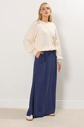 LTS Tall Navy Blue Acid Wash Side Split Maxi Skirt | Long Tall Sally 3