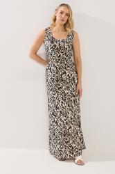 LTS Tall Women's Chocolate Brown Aztec Tie Waist Cotton Maxi Dress | Long Tall Sally 1