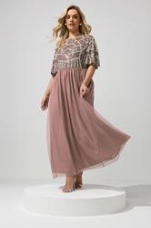 LUXE Plus Size Pink Embellished Maxi Dress | Yours Clothing 1