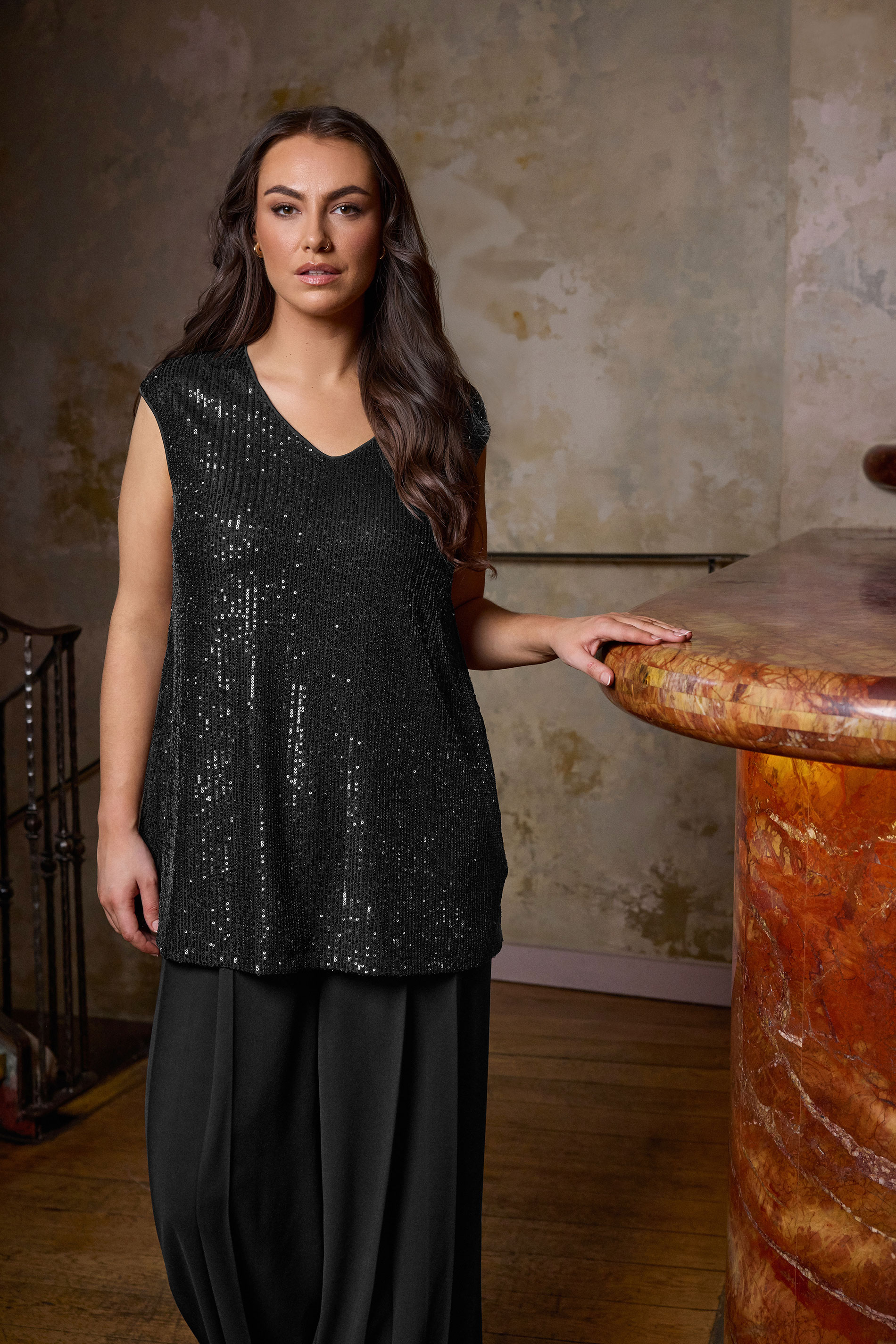 EVANS Plus Size Black Sequin Embellished Vest Top | Evans 3