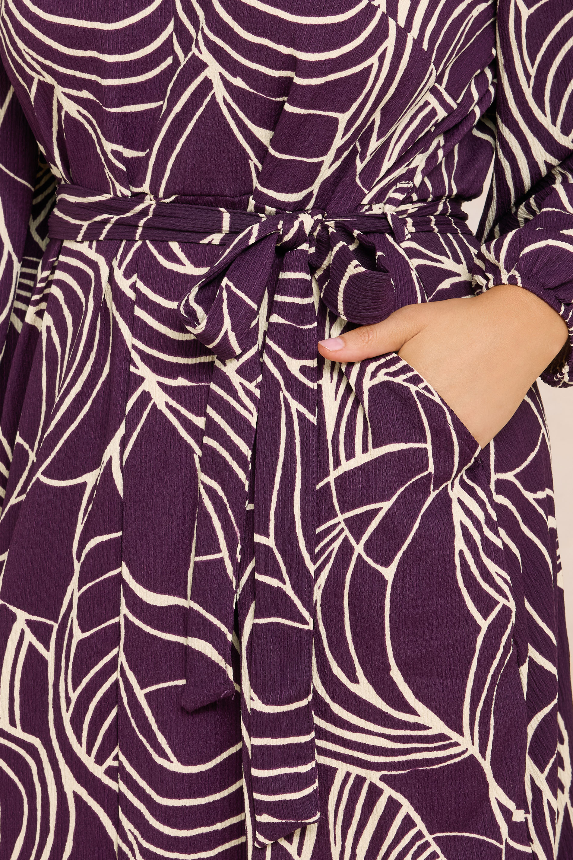EVANS Plus Size Purple Linear Print Belted Shirt Dress | Yours Clothing 4
