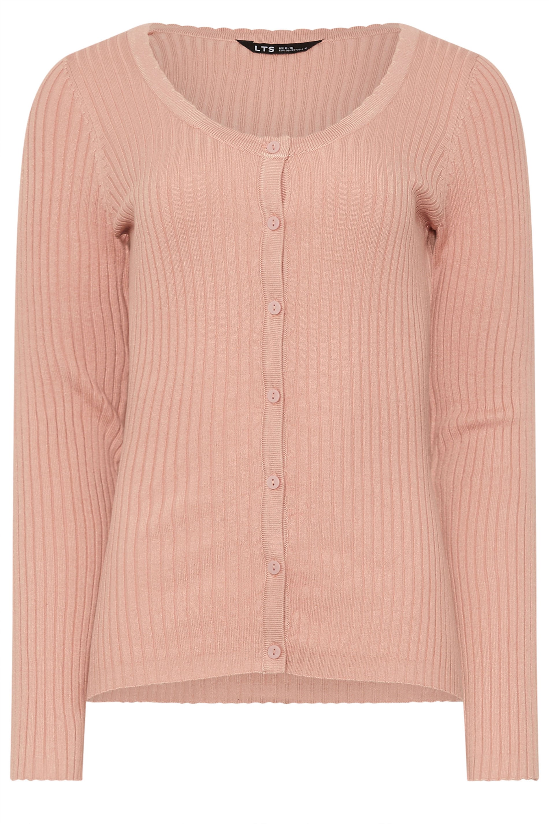 LTS Tall Blush Pink Ribbed Scallop Hemline Cardigan | Long Tall Sally 5
