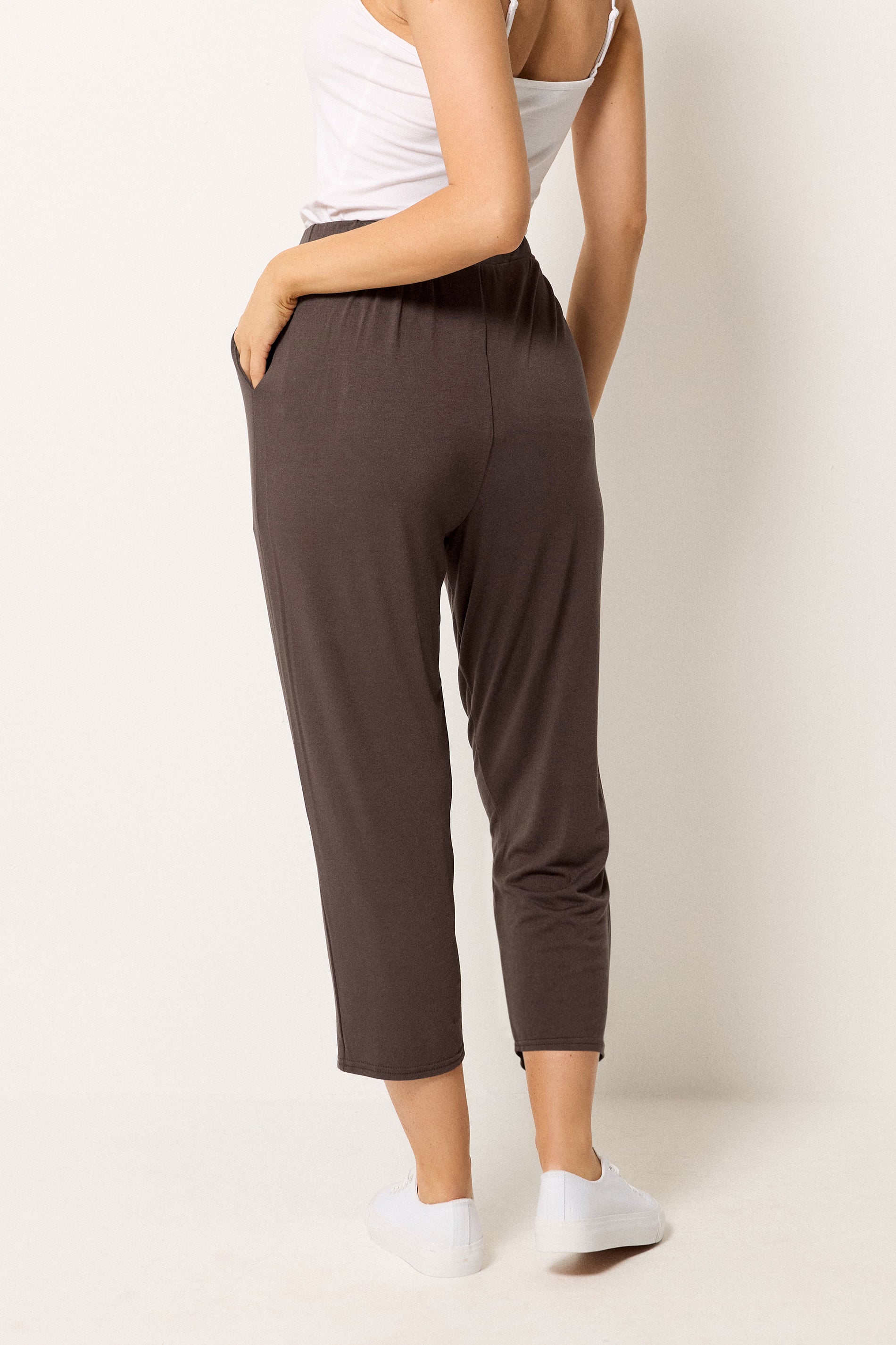 M&Co Chocolate Brown Cropped Hareem Trousers | M&Co 2