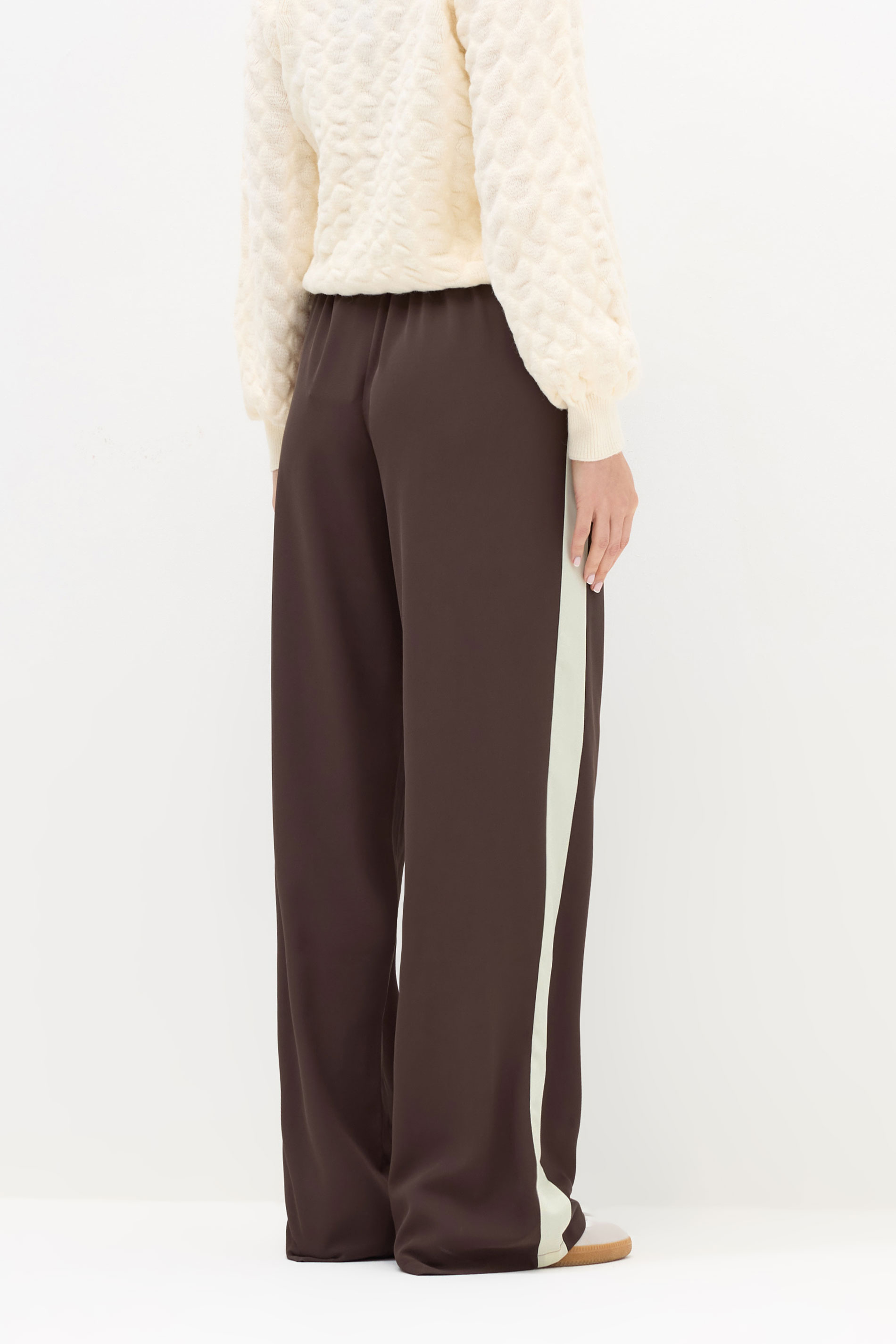 LTS Tall Brown Side Stripe Wide Leg Trousers | Long Tall Sally 2