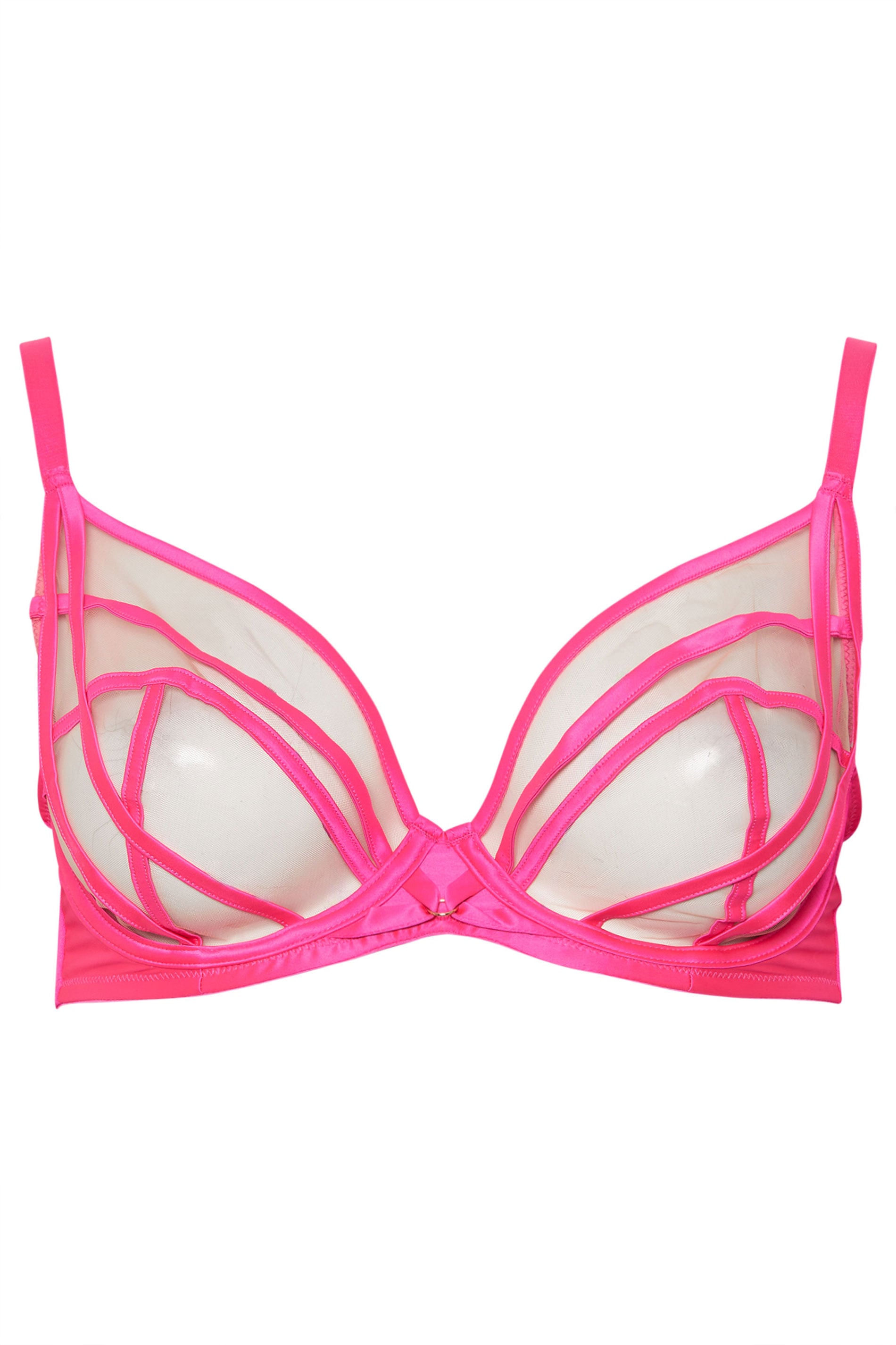 PLAYFUL PROMISES Pink Ramona Illusion Strap Underwired Bra | Yours Clothing 5