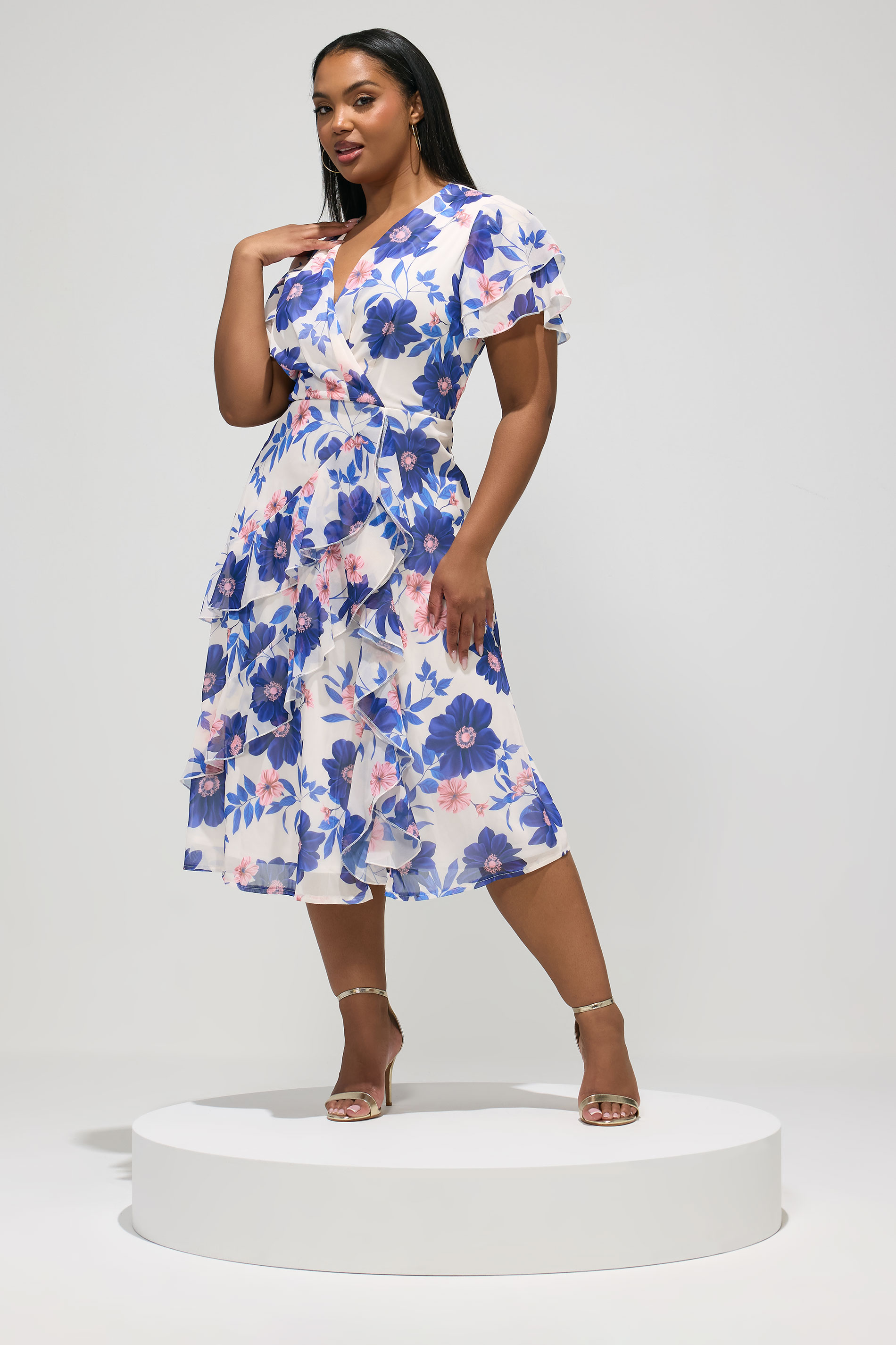 YOURS LONDON Plus Size White Floral Ruffle Maxi Dress | Yours Clothing 3