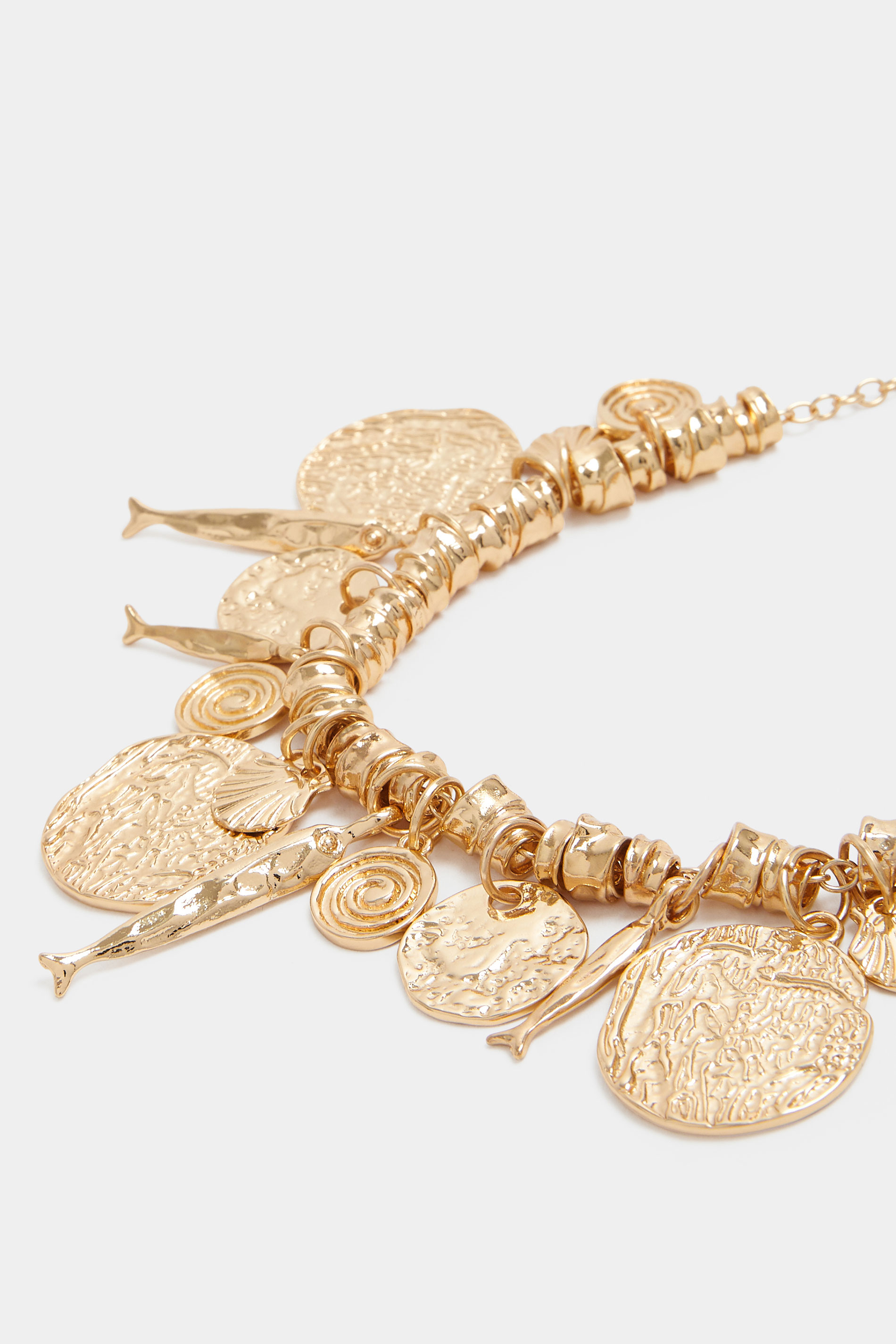 Gold Tone Mixed Charm Necklace | Yours Clothing 2