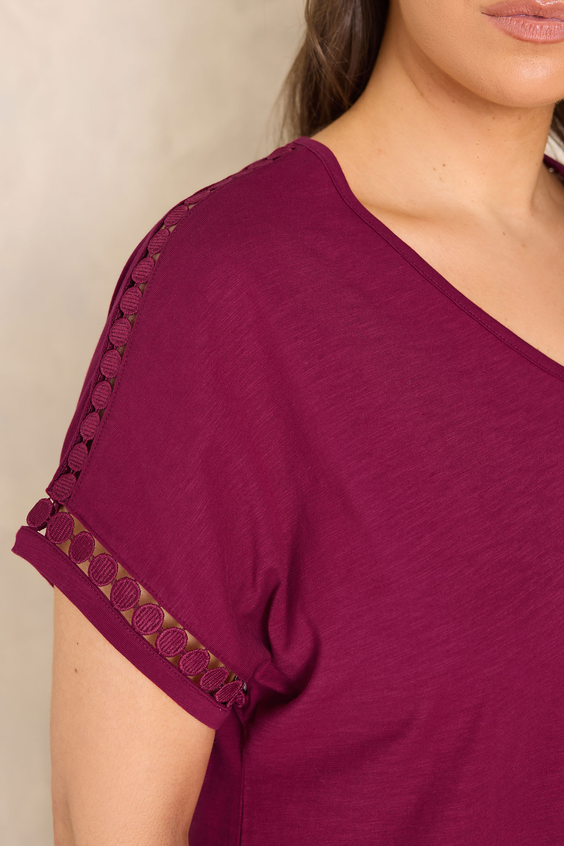 EVANS Plus Size Red Crochet Trim T-Shirt | Evans  4