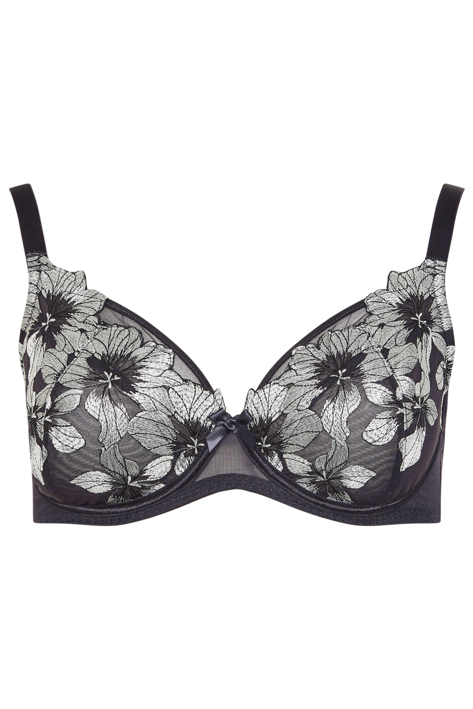 YOURS Plus Size Purple Floral Embroidered Non Padded Bra | Yours Clothing 6