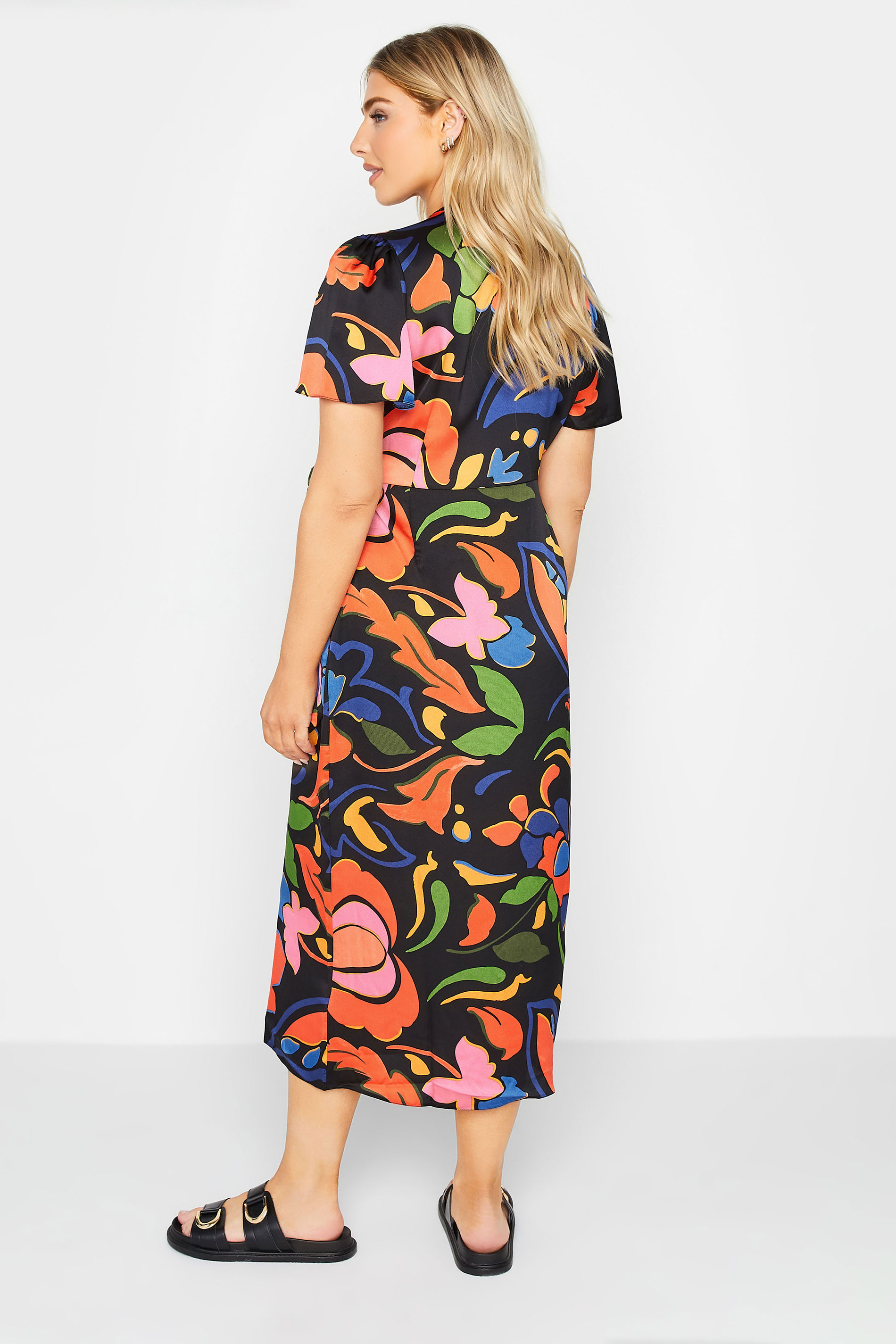 M&Co Black Floral Print Wrap Dress | M&Co 3