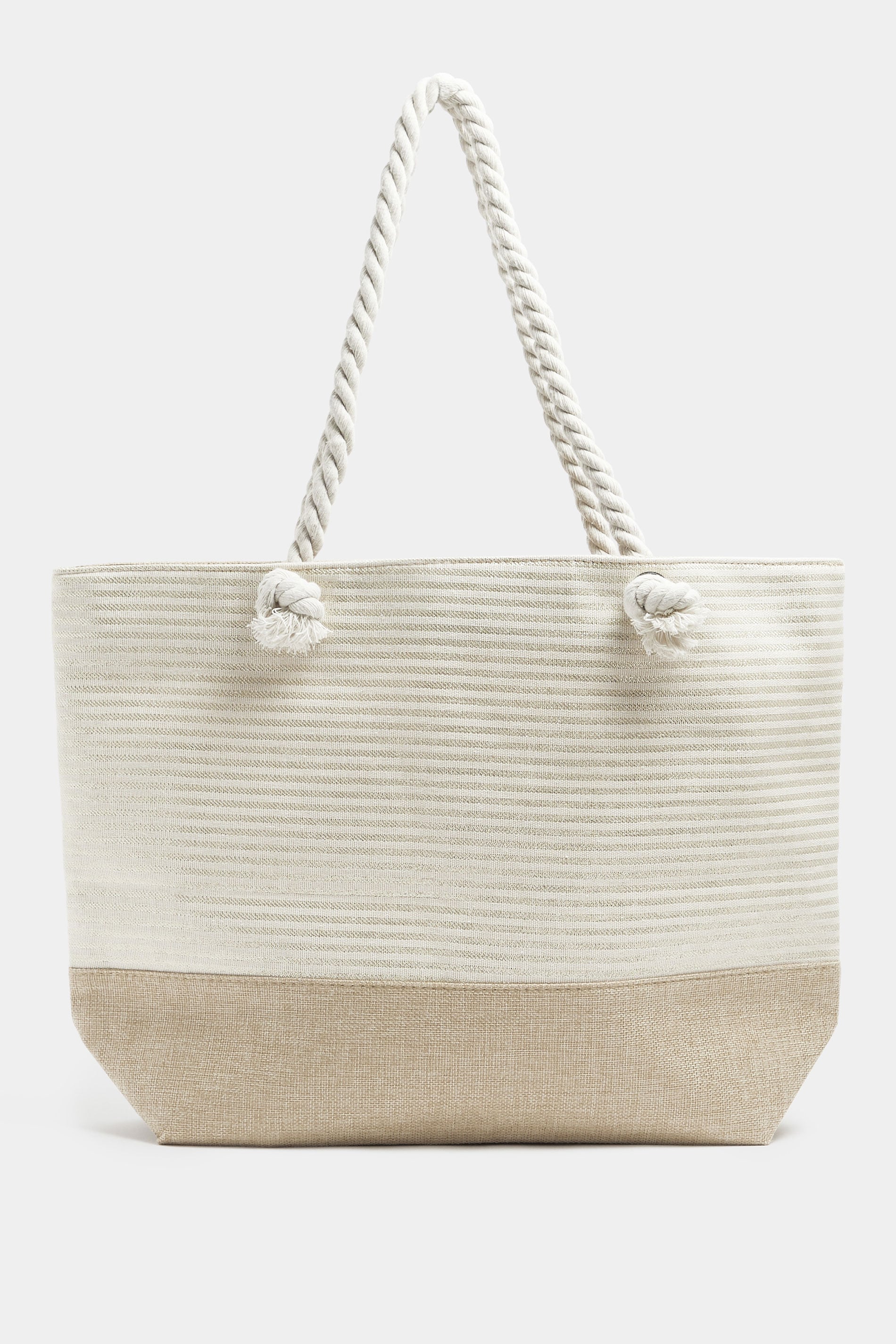 Brown & Gold Striped Rope Tote Bag | Yours Clothing 3
