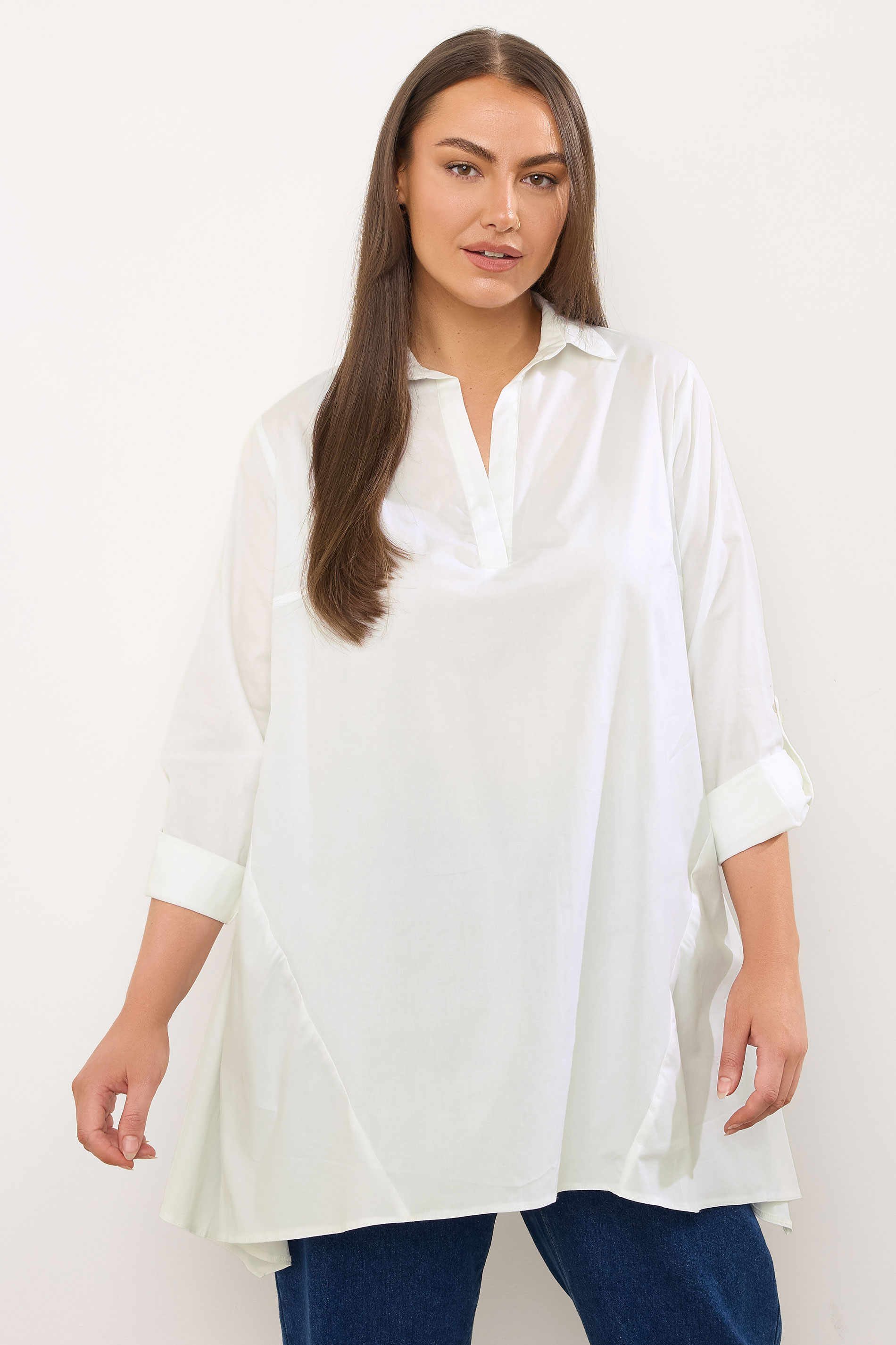 EVANS Plus Size White Overhead Shirt | Evans 3