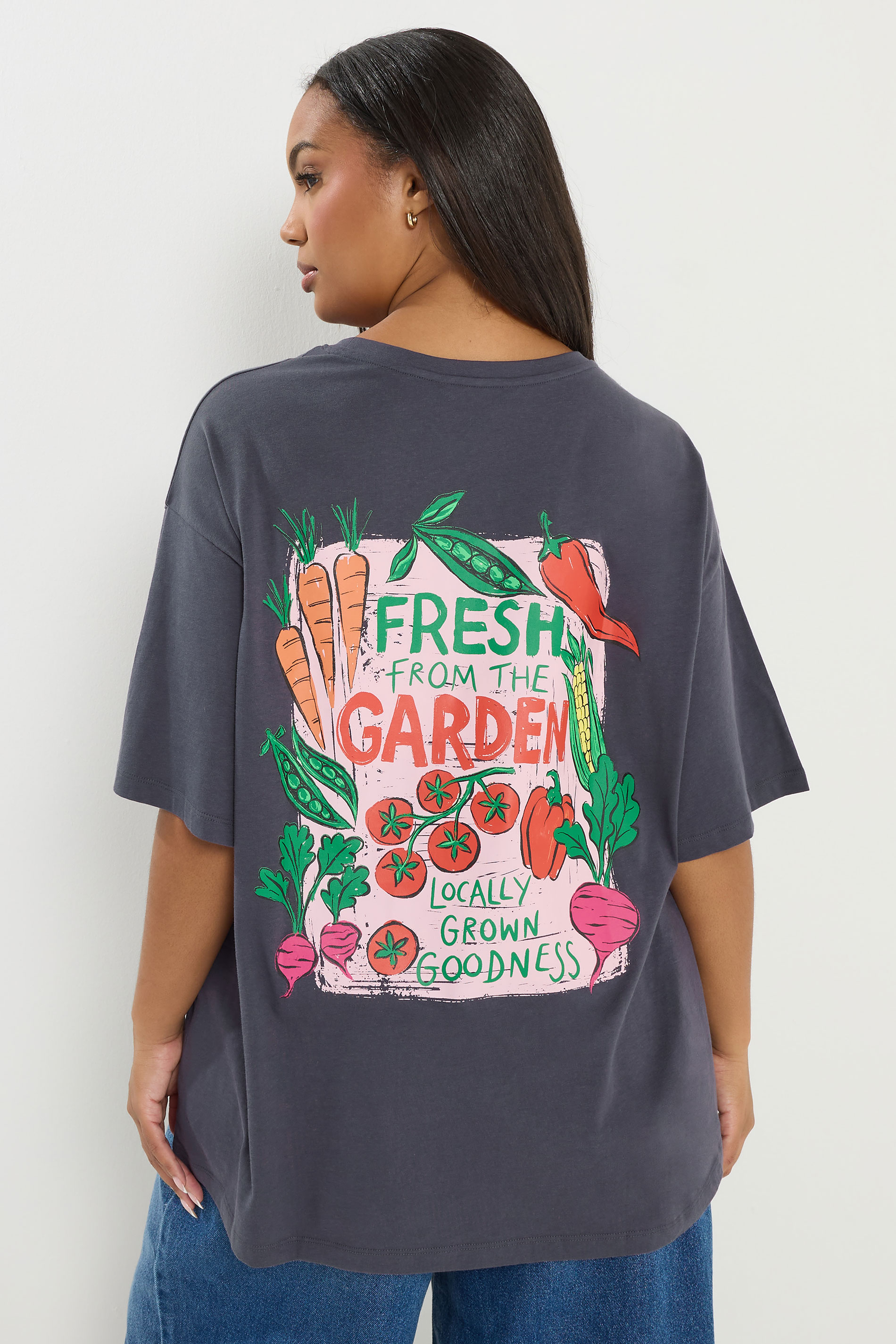 YOURS Plus Size Grey 'Fresh From The Garden' Relaxed T-Shirt | Yours Clothing 3