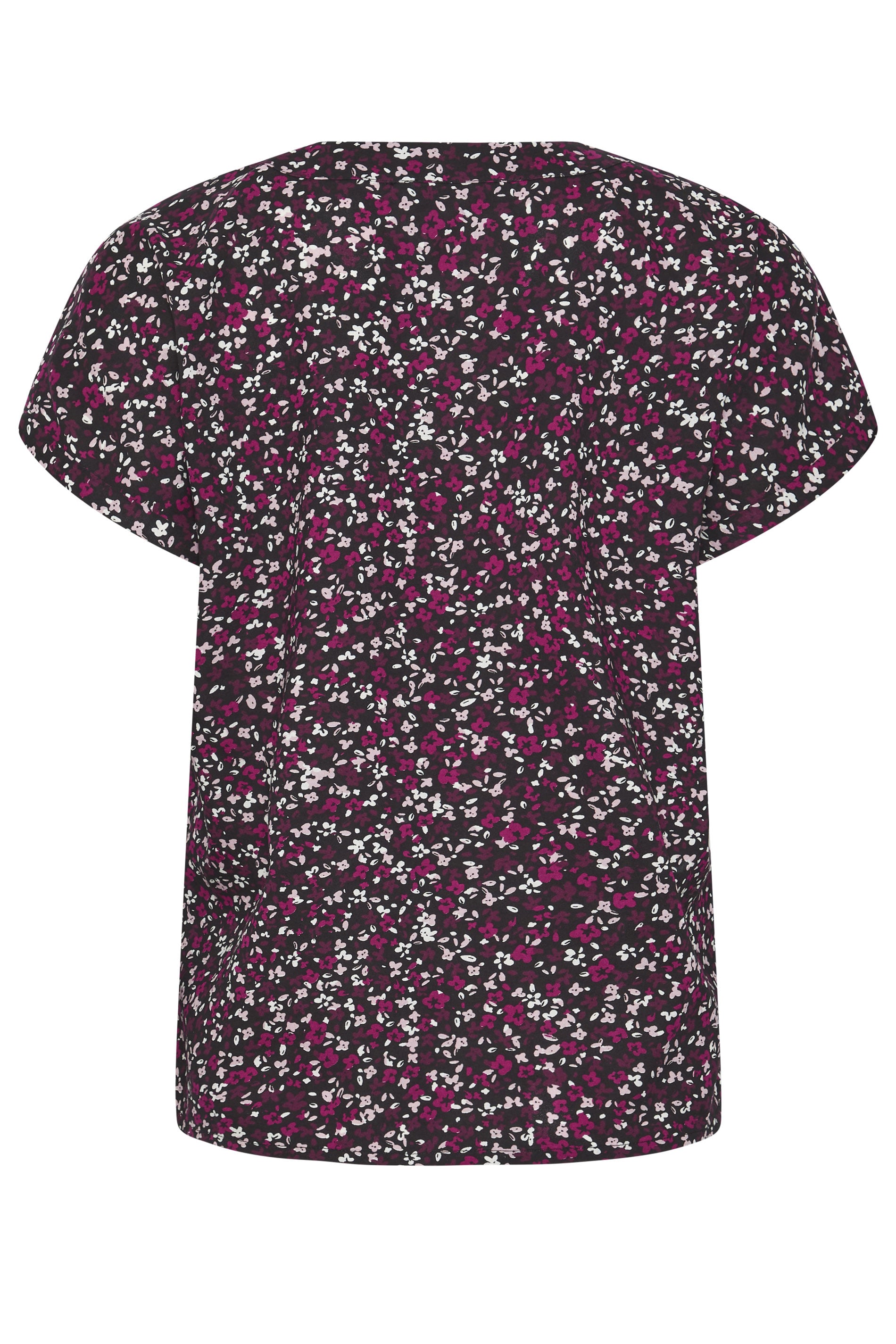 M&Co Berry Purple Ditsy Floral Print Button Front Blouse | M&Co 2