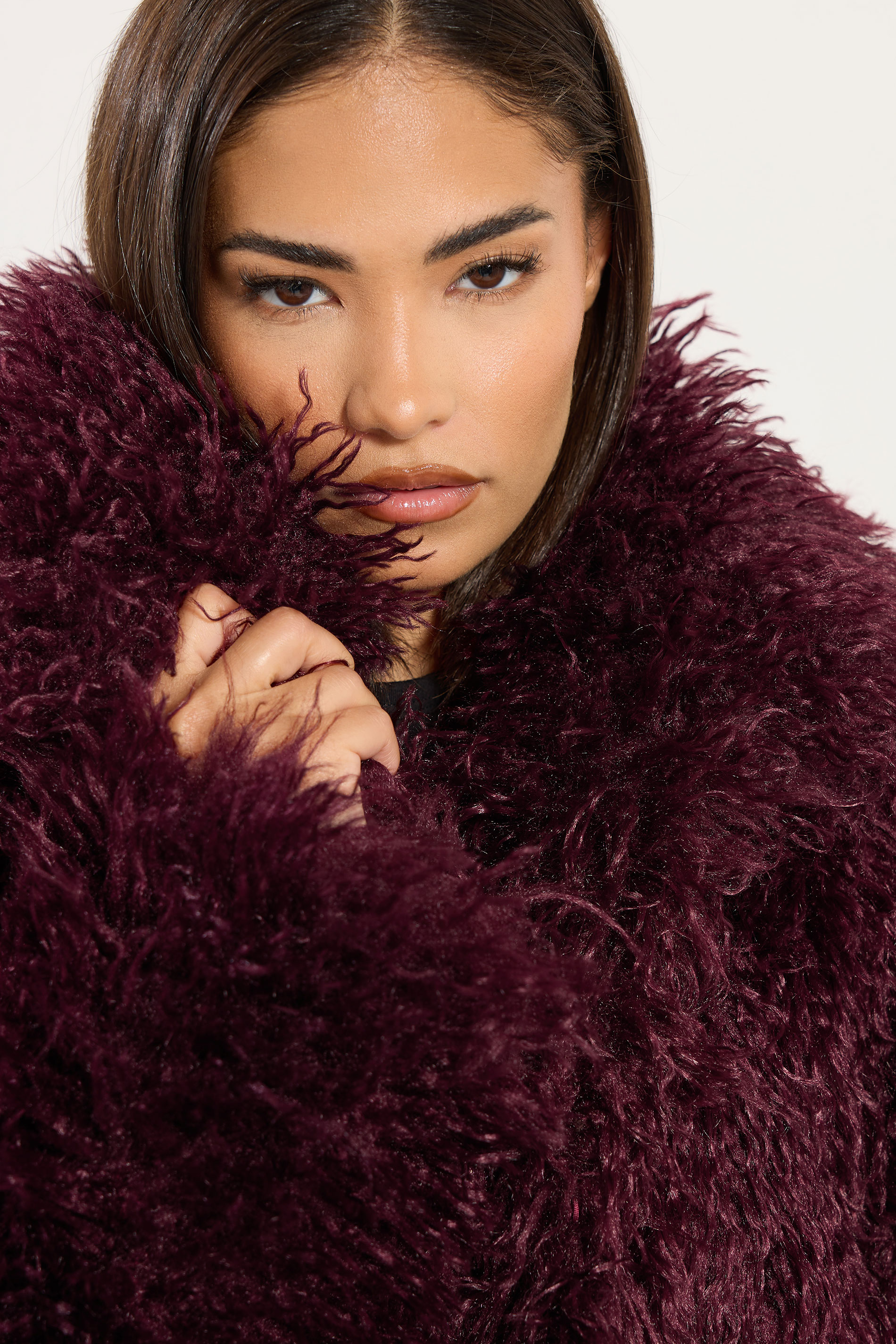 PixieGirl Petite Women's Burgundy Red Mongolian Faux Fur Jacket | PixieGirl 6