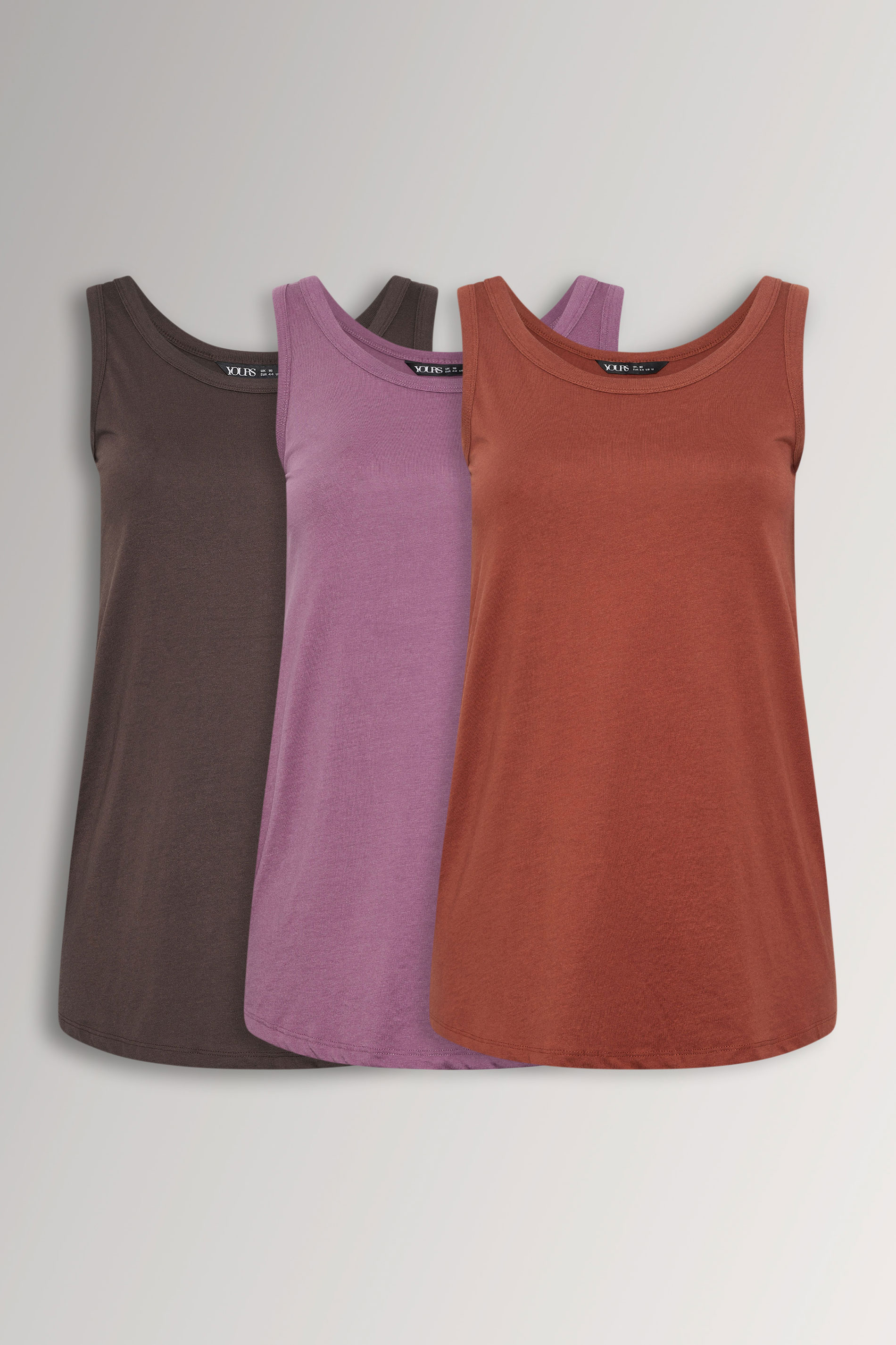 YOURS 3 PACK Curve Navy Blue & Black Core Vest Tops | Yours Clothing 3
