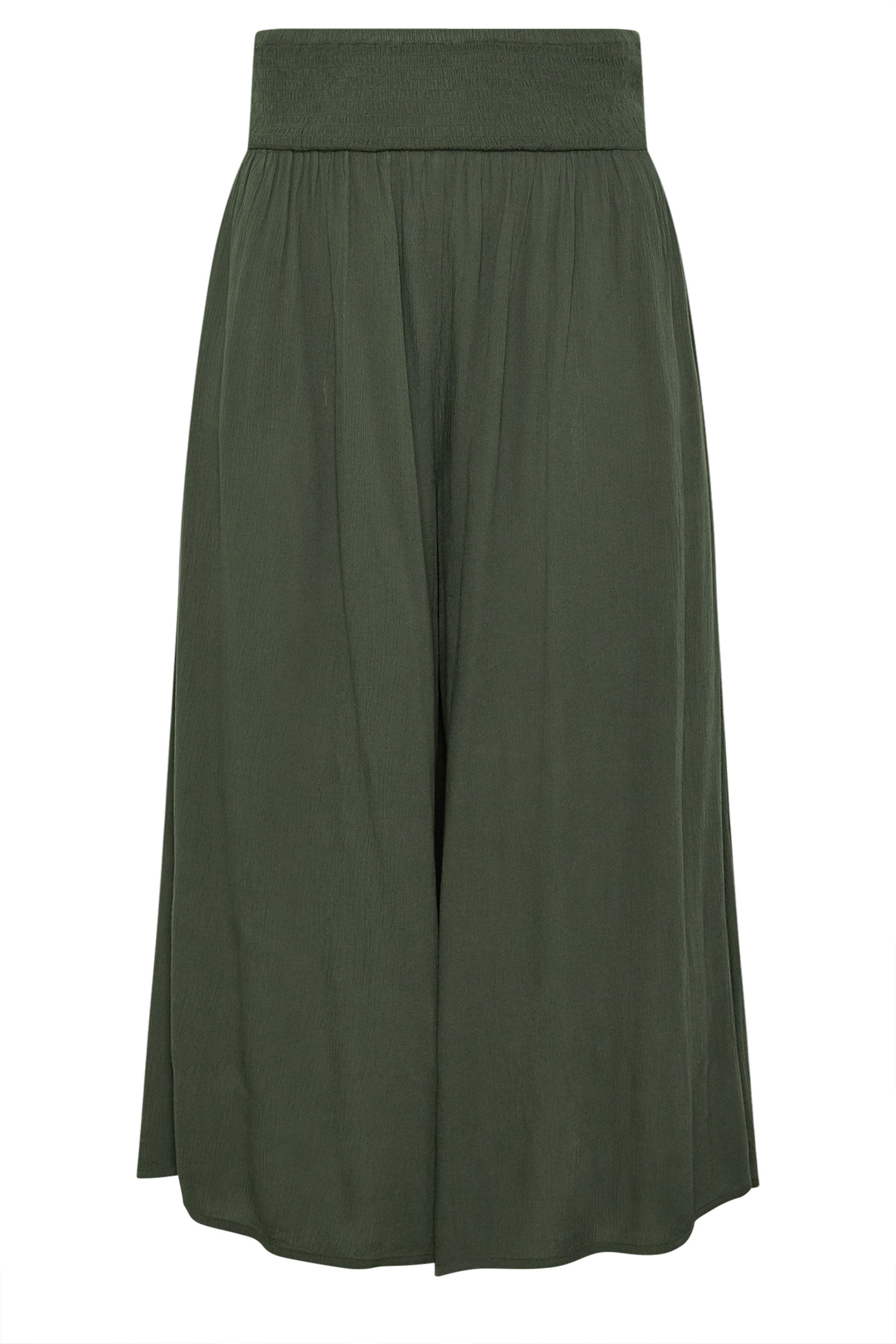 YOURS Plus Size Olive Green Shirred Trousers | Yours Clothing 5