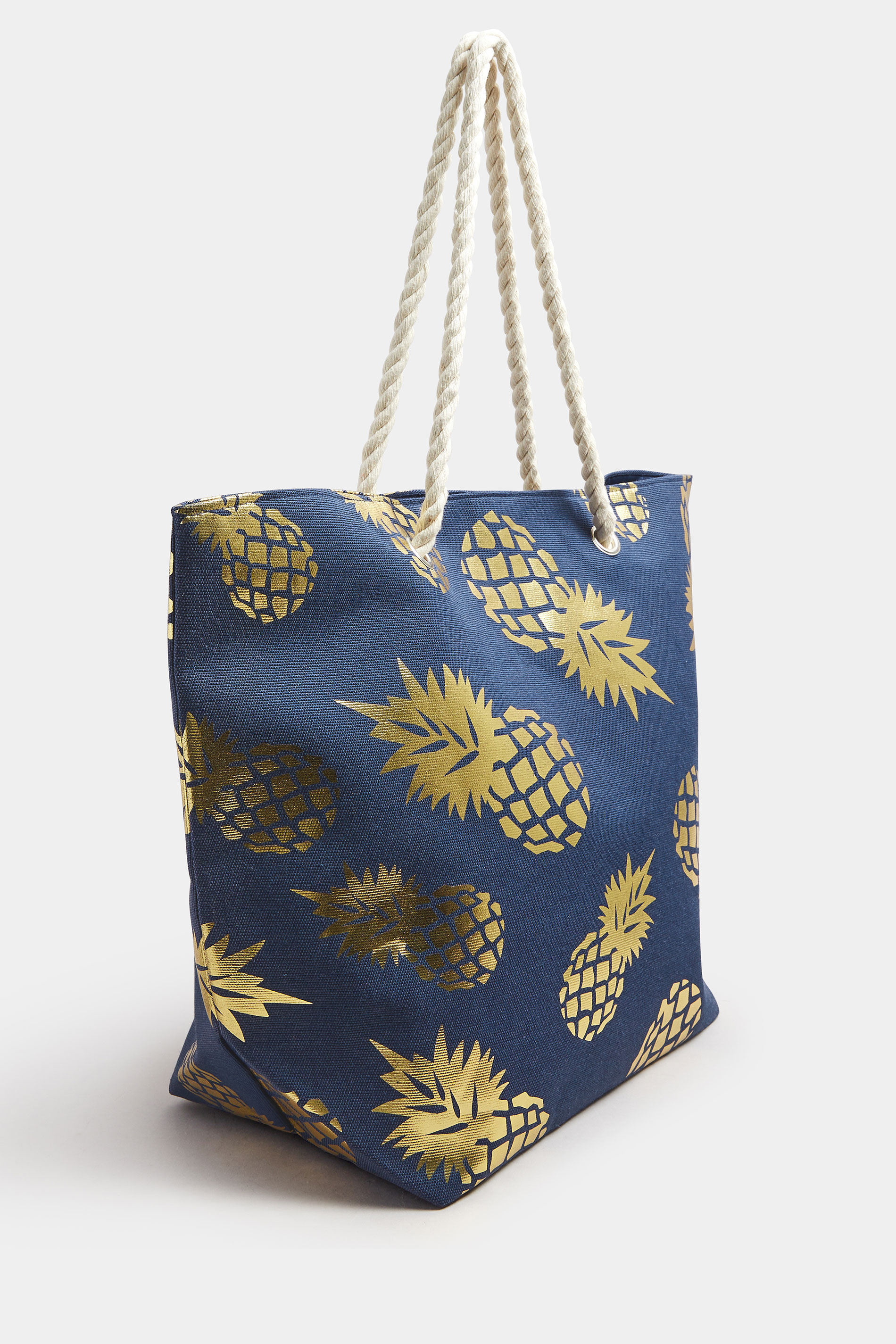Navy Blue & Gold Pineapple Tote Bag | Yours Clothing 2
