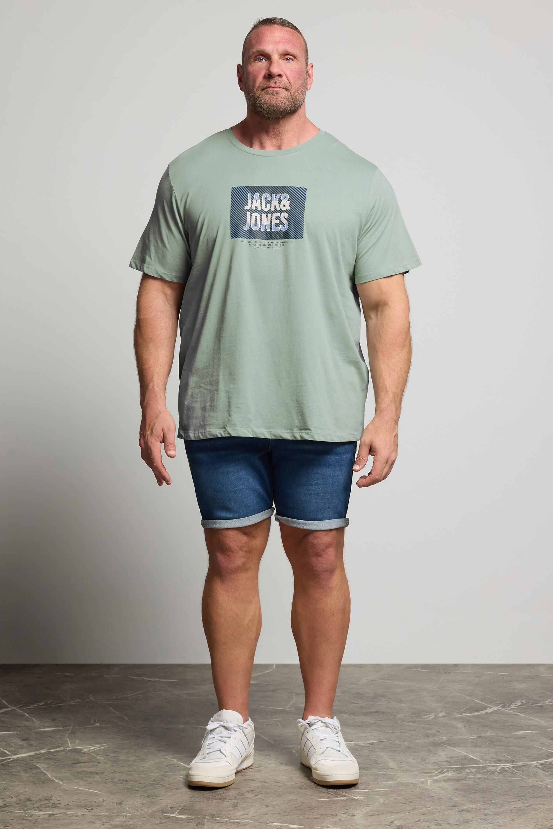 JACK & JONES Big & Tall Light Green Hudson T-Shirt | BadRhino 1