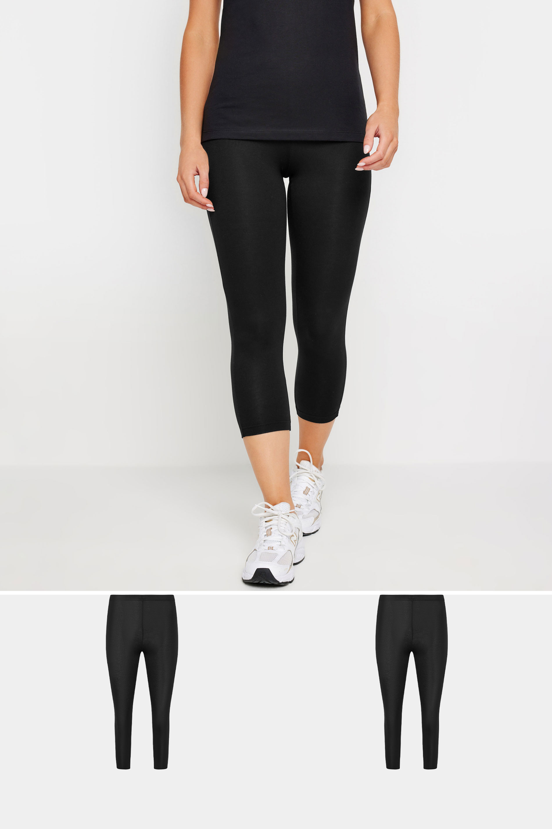 PixieGirl Petite Women's 2 PACK Black Basic Cropped Leggings | PixieGirl 3