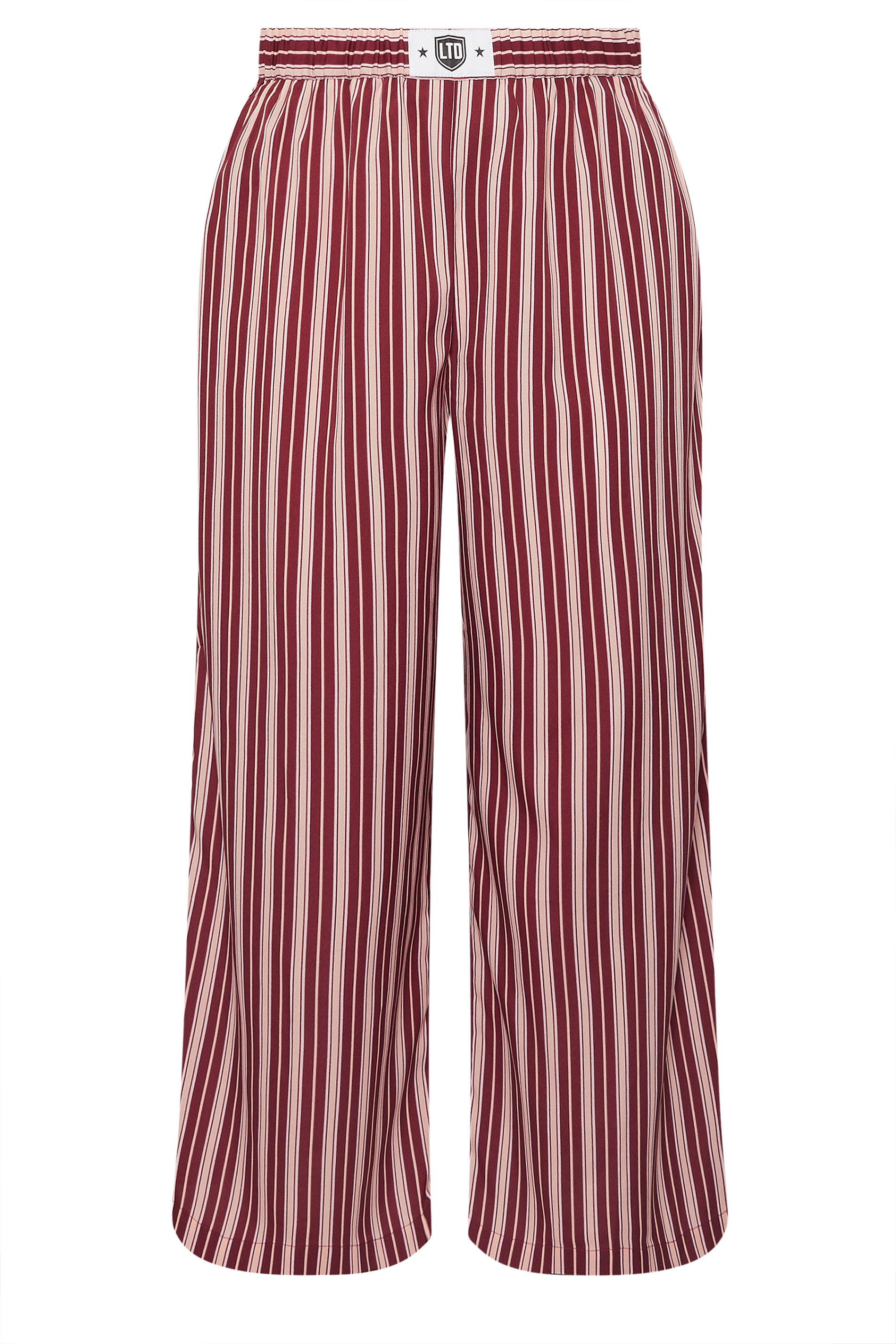 LIMITED COLLECTION Plus Size Dark Pink Stripe Boxer Waist Trousers | Yours Clothing 5