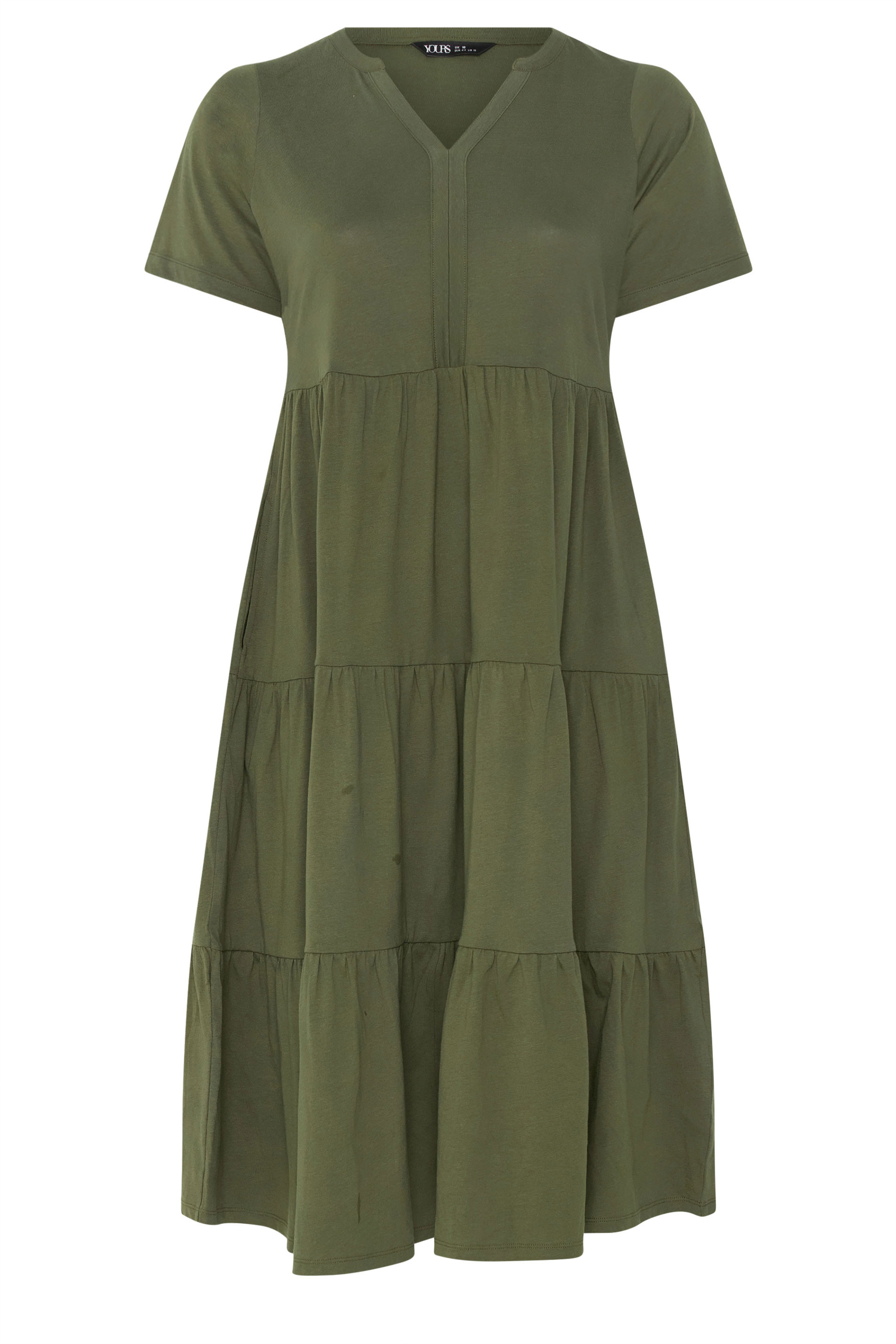 YOURS Plus Size Khaki Green Tiered Maxi Dress | Yours Clothing 5