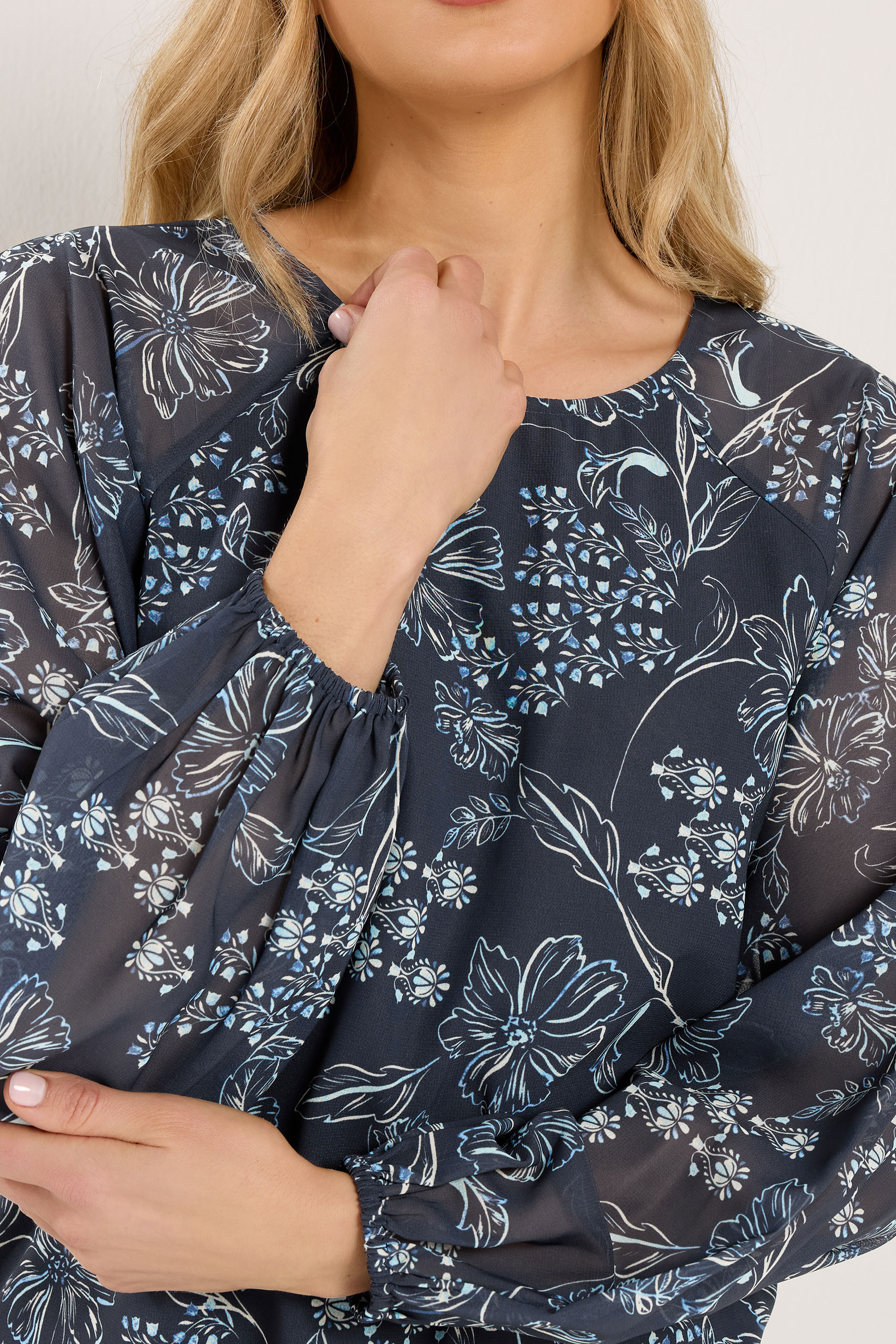 LTS Tall Navy Blue Floral Blouse | Long Tall Sally  4