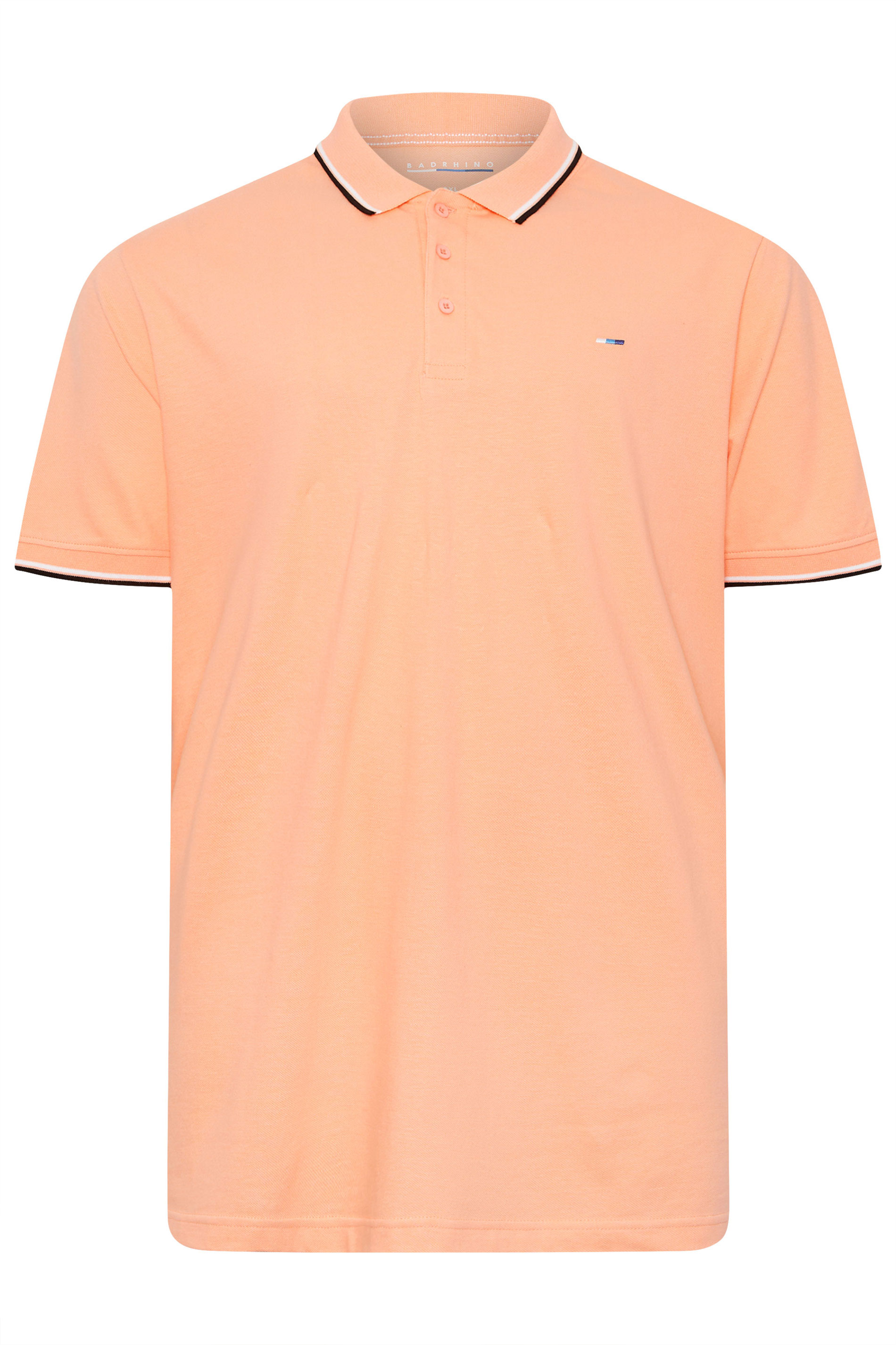 BadRhino Big & Tall 3 Pack Blue & Orange Tipped Polo Shirts | BadRhino 8
