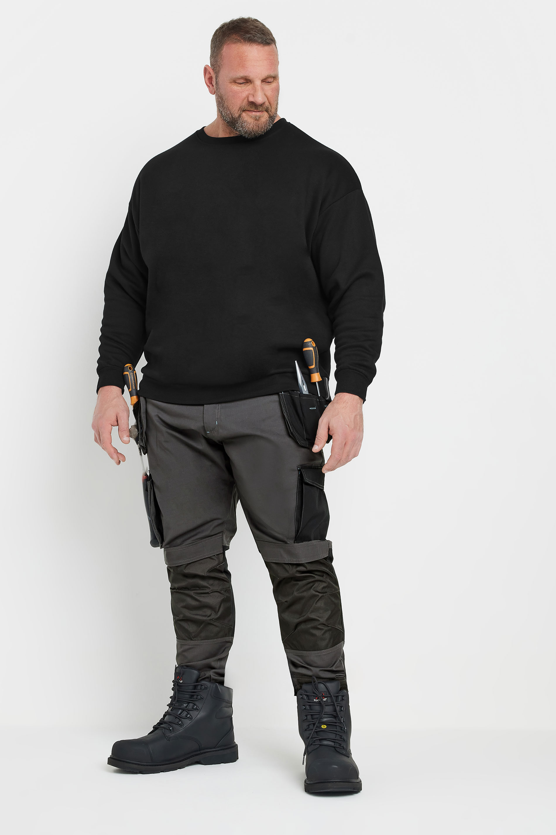 BadRhino Big & Tall Black Workwear Crew Neck Sweatshirt | BadRhino  2
