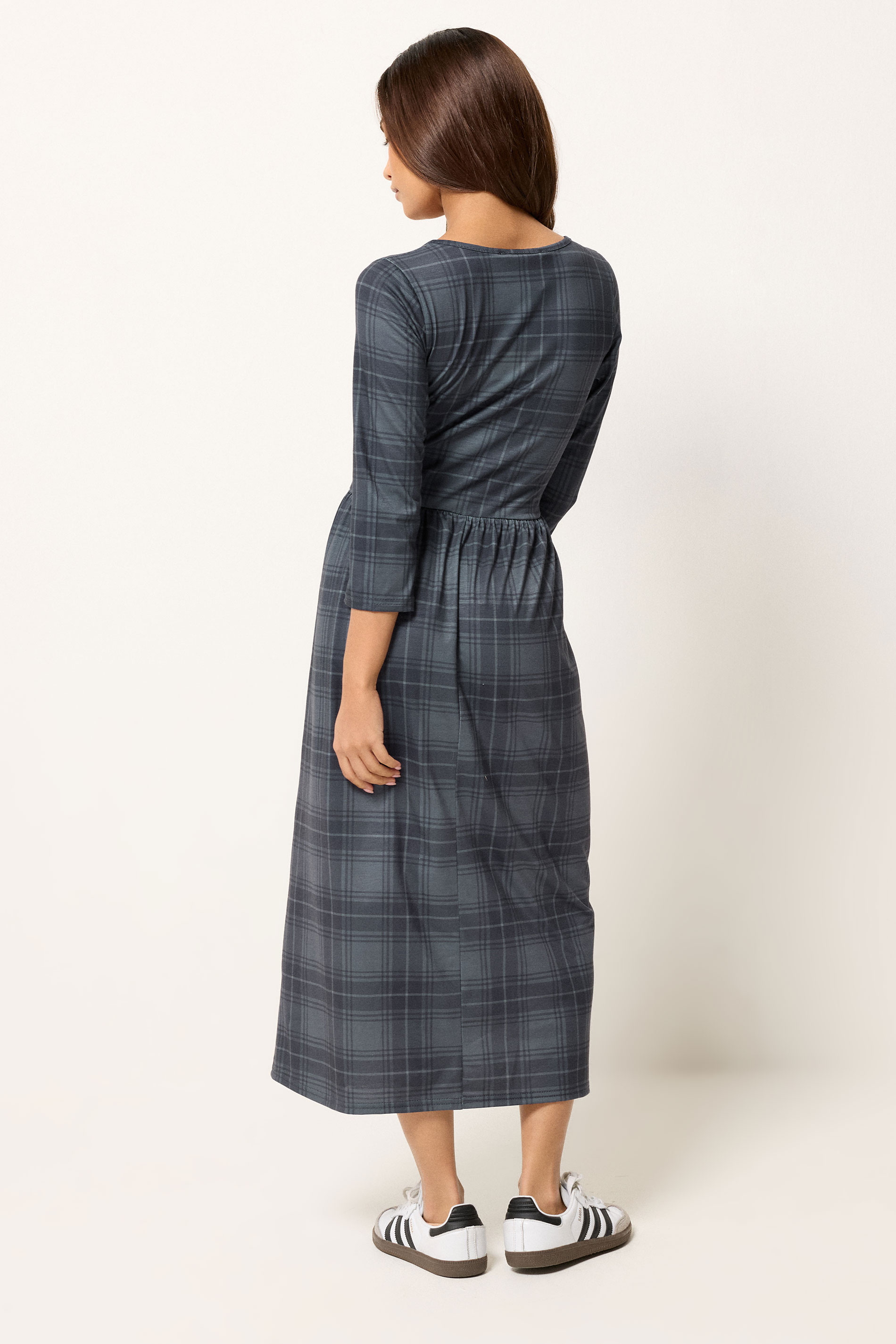 PixieGirl Petite Women's Grey Check Midi Dress | PixieGirl 2
