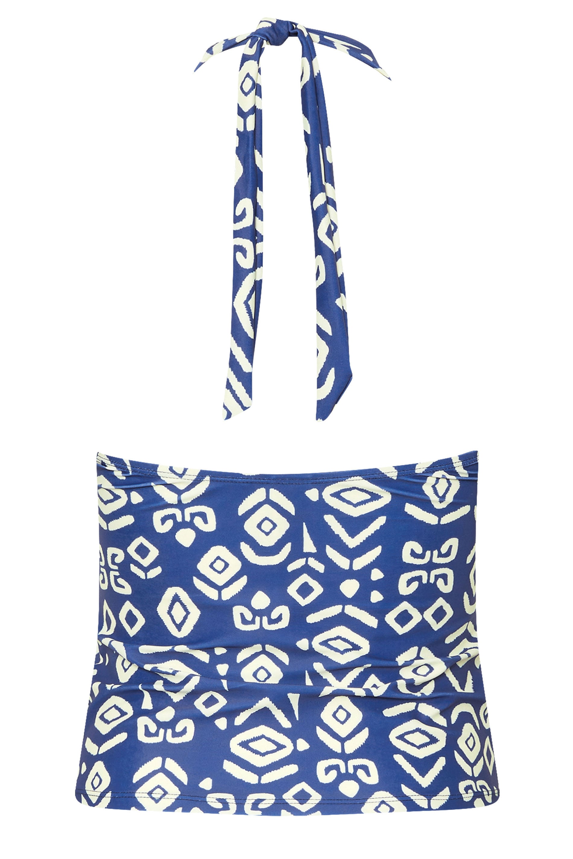 M&Co Cobalt Blue Ikat Print Halter Neck Tankini Top | M&Co 8