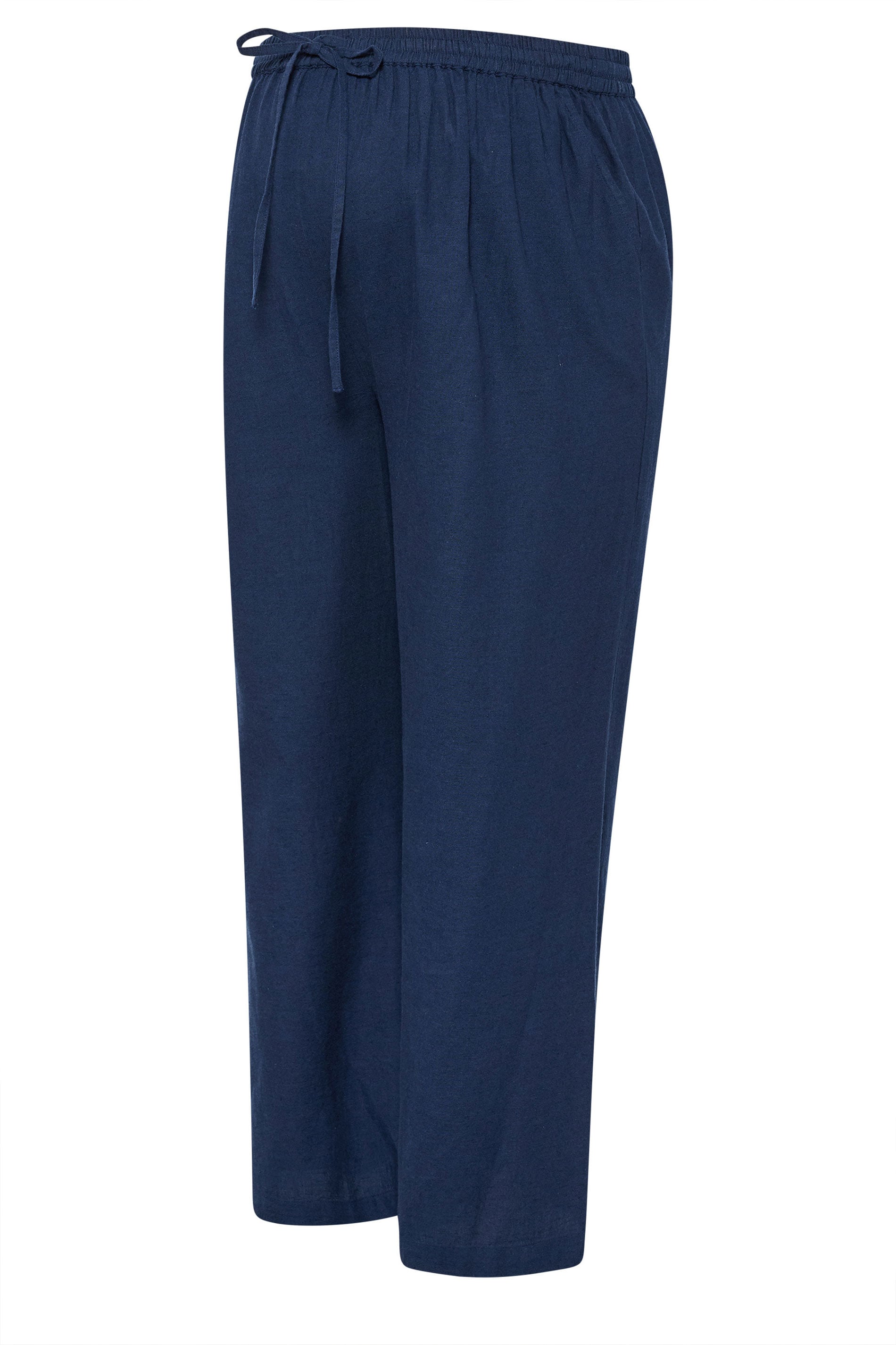 BUMP IT UP MATERNITY Plus Size Navy Blue Wide Leg Linen Trousers | Yours Clothing 5