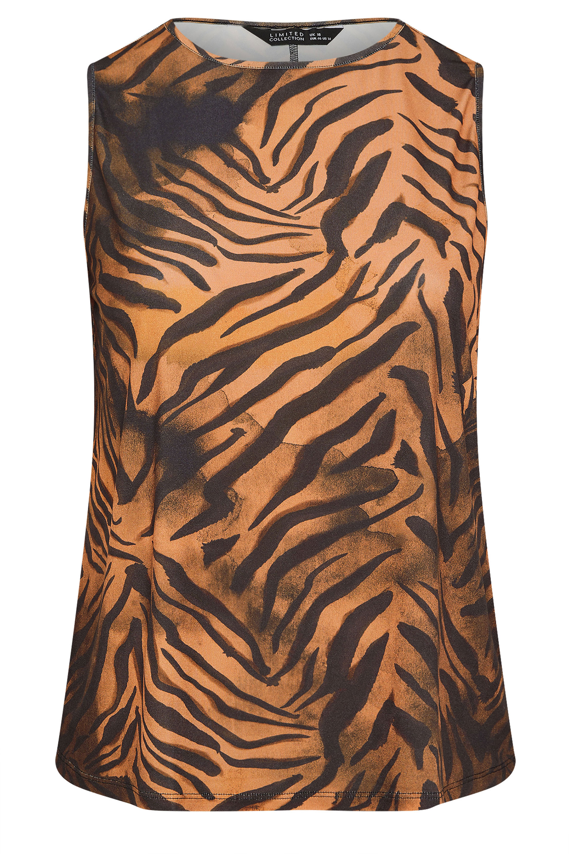 LIMITED COLLECTION Plus Size Brown Jersey Zebra Print Vest Top | Yours Clothing 6