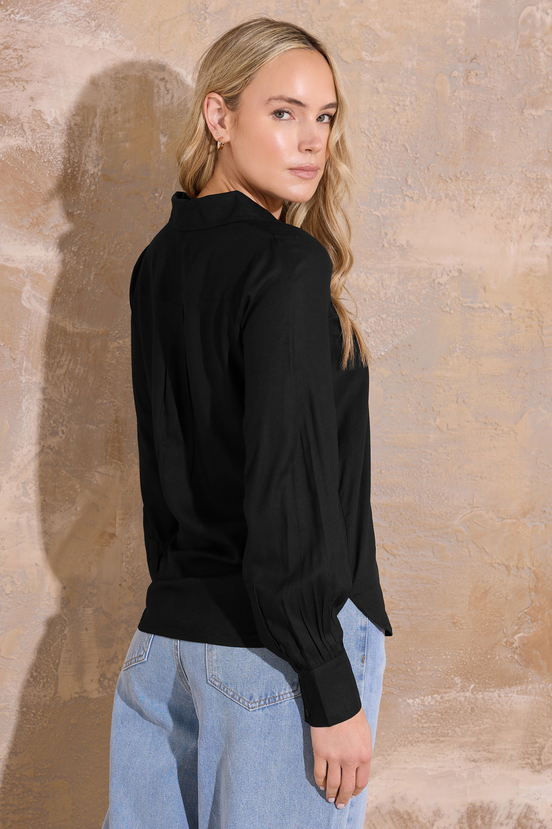 LTS Tall Black Open Collar Shirt | Long Tall Sally 2