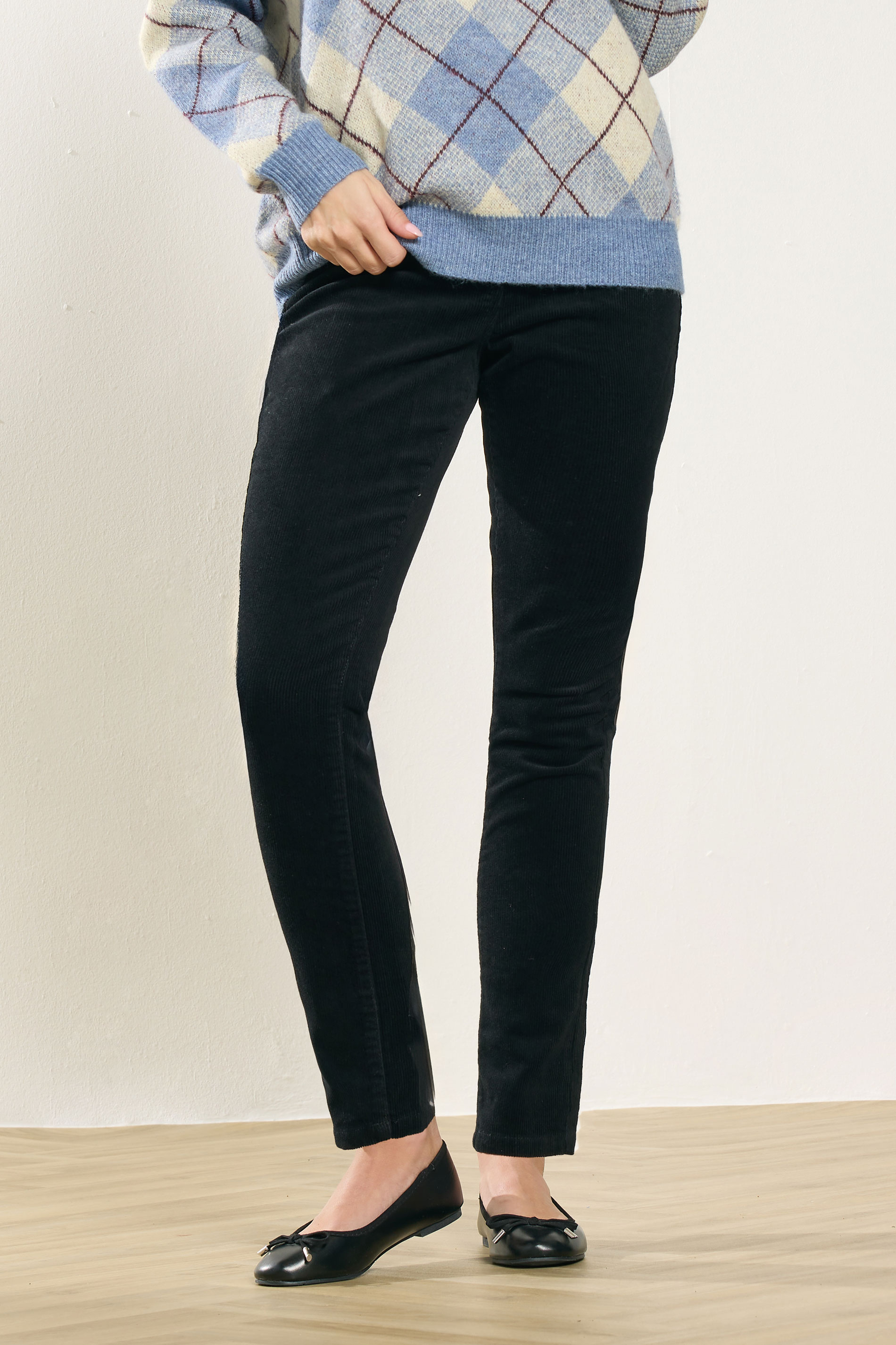 M&Co Black Straight Leg Cord Trousers | M&Co 1